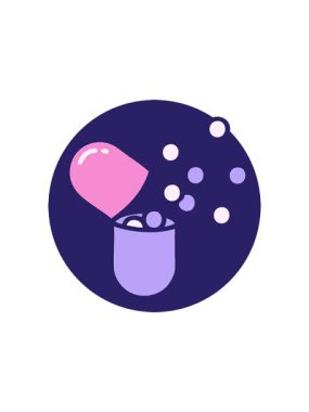 Açık tıbbi kapsül hapı ikonunun radyoaktif parlak animasyonu