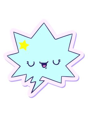 Parıldayan yıldızlar, mutlu çizgi film ifadesinin konuşma kabarcığı etiketi ile canlandırılmasını etkiler.