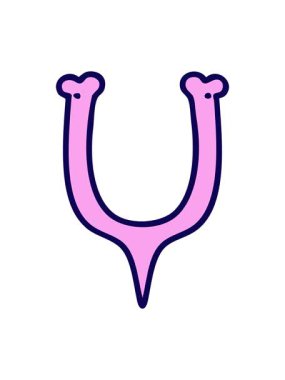 Bir dilek kemiğinin dövme stili görüntüsünün neon ışık efekti canlandırması