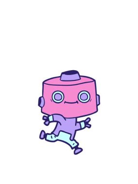 Çizgi film android görüntüsünün yükselişi ve yüzdürülmesi