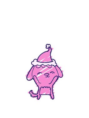 Xmas Köpek Tebeşiri Çizimi Canlandırılıyor