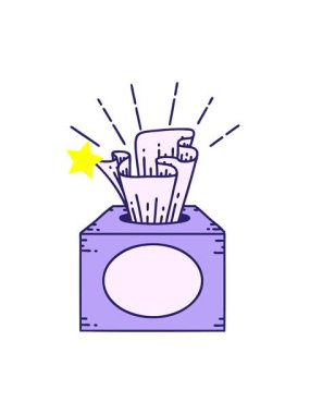 Parıldayan yıldızlar geleneksel dokular dövme kutusunun animasyonunu etkiler.