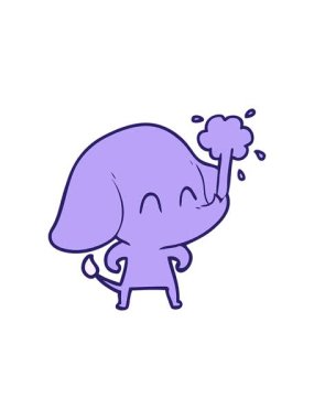 Tatlı karikatür fillerinin su fışkırtan animasyonları.