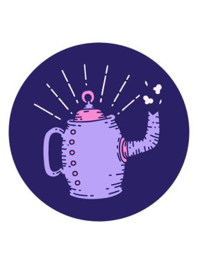 Dövme stili eski kahve demliğinin hareketli animasyonu.