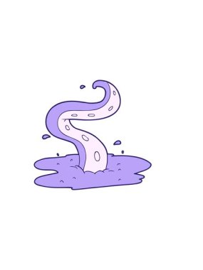 Çizgi film dokunaçlarının yatay titreşimli animasyonu