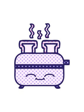 Bir tost makinesinin çizgi roman tarzı çiziminin ışık efekti animasyonu