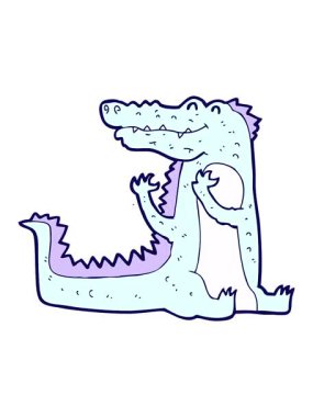 Çizgi film timsah tasarımının neon ışık efekti animasyonu