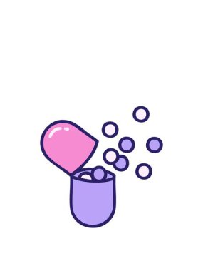 Retro Dövme Biçiminin yükseliş ve yüzdürme animasyonu açık tıbbi kapsül hapı patlaması