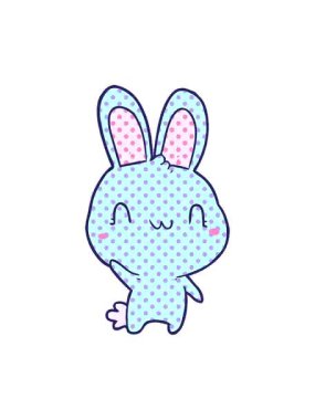 Titreyen hareketler, sallanan sevimli çizgi film tavşanının animasyonu.