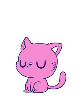 Serbest elle çizilmiş çizgi film kawaii kedisinin animasyonunu genişletiyorum