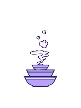 Bir yığın Japon buharlı yemek kasesinin yanıp sönen radyal çizgileri.