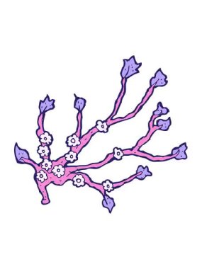 Karikatür çiçekli dalın titreyen hareketi.