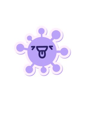 Uyanın ve mutlu soluyan virüs çıkartmasının animasyonunu yüzdürün