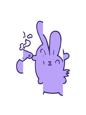 Kahve fincanıyla sevimli çizgi film tavşanının hareketli animasyonu.