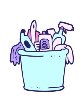 Çizgi film ev temizleme ürünlerinin hareketli animasyonları