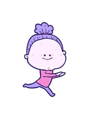 Mutlu yaşlı bir kadının hareketli çizgi filmi.