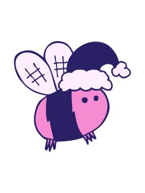 Noel şapkası takan sevimli çizgi film arısının hareketli animasyonu