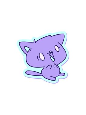 Tatlı kawaii kedisinin çizgi film çiziminin yıldız patlaması etkisi animasyonu