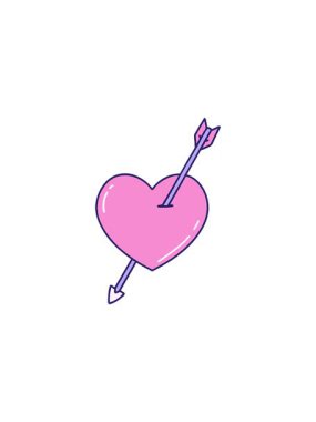 Bir okun ve kalbin klasik dövme stili görüntüsünün satış animasyonu