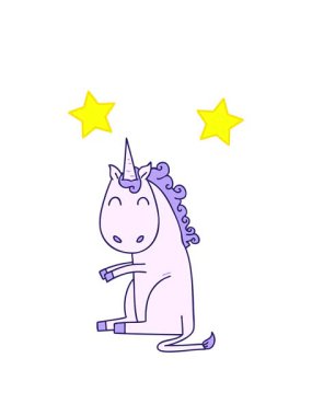 dönen yıldız animasyonu el çizimi tek boynuzlu at tasarımı.