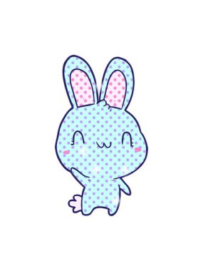 Sevimli çizgi film tavşanının el sallamasının ışıltılı etkisi