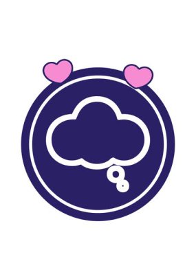 Düşünce kabarcığı dairesel simgesinin dönen kalp animasyonu