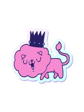 Bir çizgi film aslanının taç yapıştırmasını canlandırın.