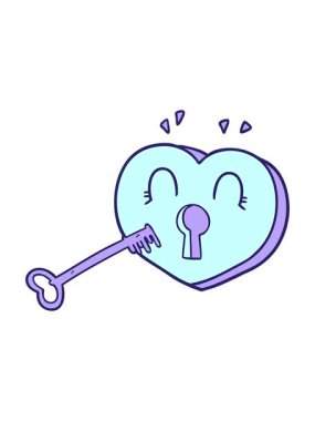 anahtarla karikatür kalbin hareketli animasyonu