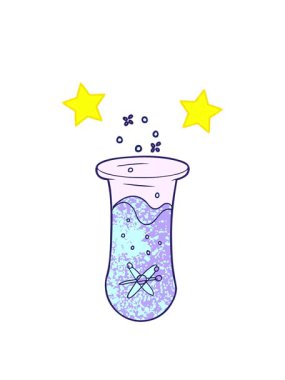 dönen yıldızların çizgi film animasyonları köpüren test tüpleri