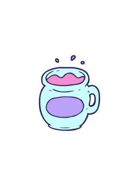 Çizgi film kupası kahvenin gösterişli satış animasyonu