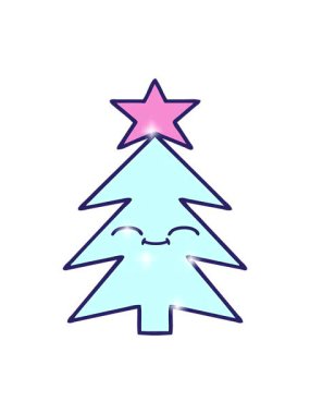 Noel ağacının sevimli çizgi filminin ışıltı etkisi