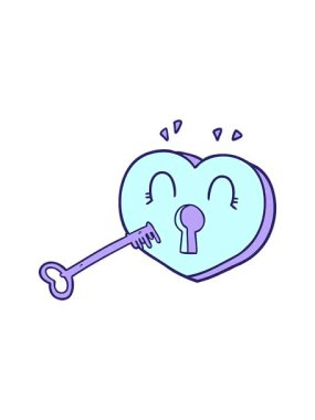 Anahtarlı karikatür kalbi hareketli animasyonu