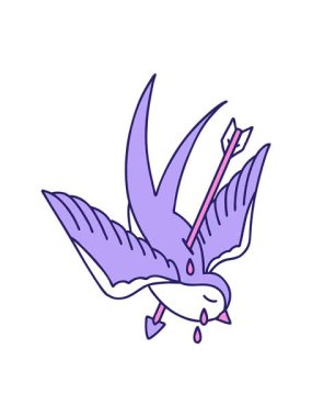 Bir kırlangıcın ağlayışının ikonik dövme şeklindeki görüntüsünü salla ve durdur