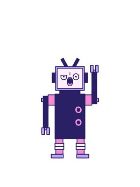 Kızgın bir robotun çizgi filmini canlandırıyorum.