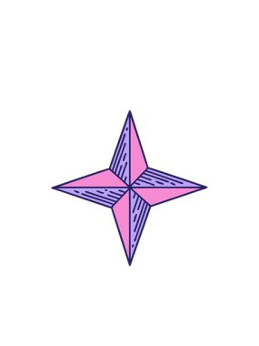 Geleneksel dövme yıldızının yanıp sönen radyal çizgileri