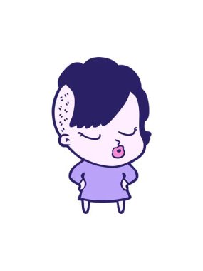 Çizgi filmin dönen hareketli animasyonu Güzel hippi kız