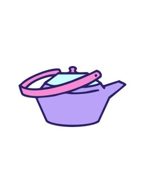 Geleneksel Japon çay demliği illüstrasyonunun hareketli animasyonu