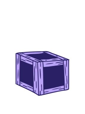 Zıplayan el animasyonu ahşap bir sandığın karikatür karalaması