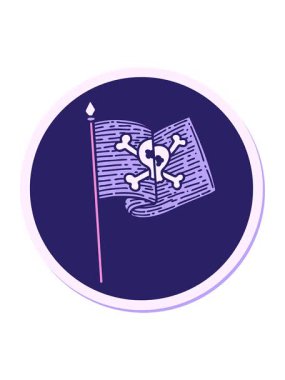 Geleneksel korsan bayrağı tarzında dövme çıkartmasının parlak ışık efekti