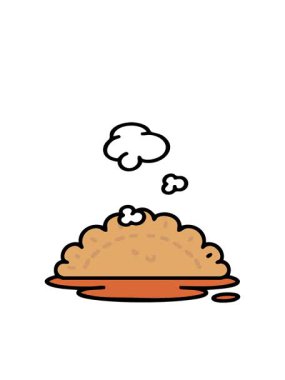 Buharda pişen sıcak Japon hamur işlerinin hareketli animasyonu