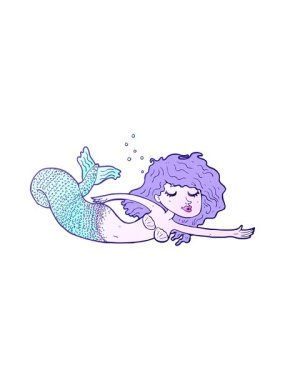 Çizgi film deniz kızı tasarımının dönen hareket animasyonu