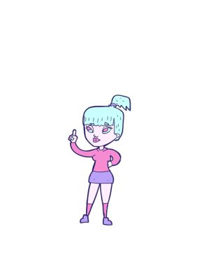 Çizgi film karakteri çekici kızın animasyonunu fikri ile genişletiyorum.