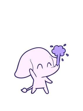 Su fışkırtan sevimli bir filin animasyonunu genişletiyorum.