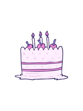 Bir çizgi film doğum günü pastasının hareketli animasyonu