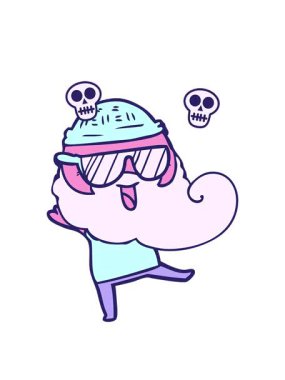 Mutlu pembe sakallı adamın kafatası animasyonu