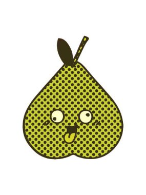 Yeşil armutun çizgi roman stili çizgi filminin renk animasyonu değişiyor