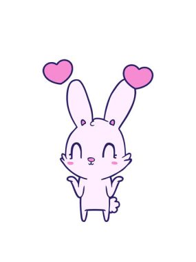 Tatlı tavşan tasarımının dönen kalp animasyonu