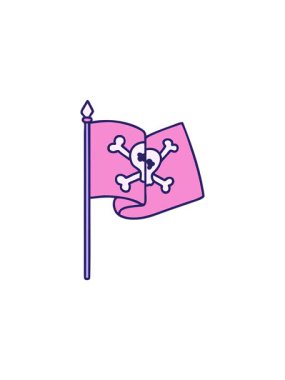 Yıldız patlaması etkisi simgesel dövme tarzı korsan bayrağı animasyonu