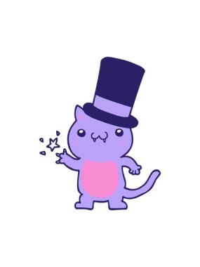 Silindir şapka takan çizgi film kedisinin hareketli animasyonu