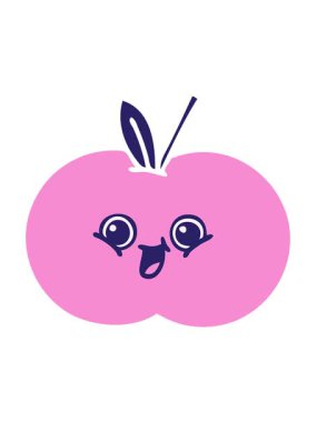 Bir elmanın düz renkli retro çizgi filminin titreşimli animasyonu